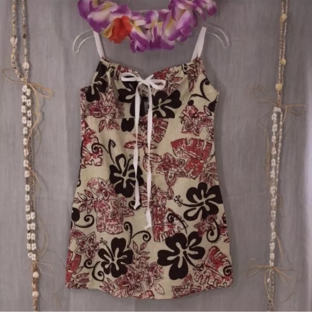 TAPA THREADS Short Aloha Dress Keyhole Tie Front New, NWOT Hawaii Hawaiian Wear